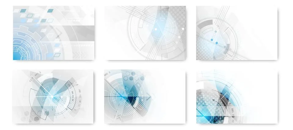 Set of abstract technological futuristic background. Stock Illustration