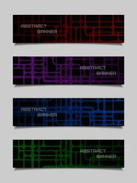 Set of abstract technology banners Stock Illustration