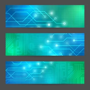 Set Abstract technology computer vector banners Illustrazione stock