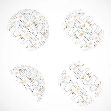Set of abstract technology spheres Stock Illustration