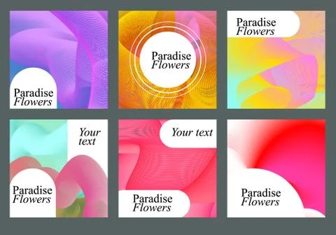Set of abstract template cards with multicolored lines Stock Illustration