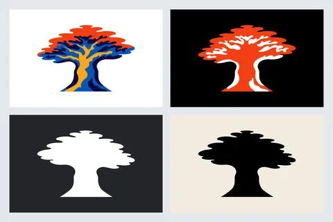 Set of Abstract Tree Logos and Icon Designs Stock-Illustration