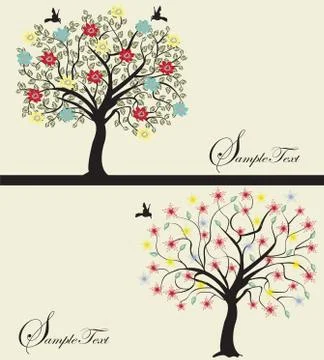 Set of abstract tree silhouettes Stock Illustration