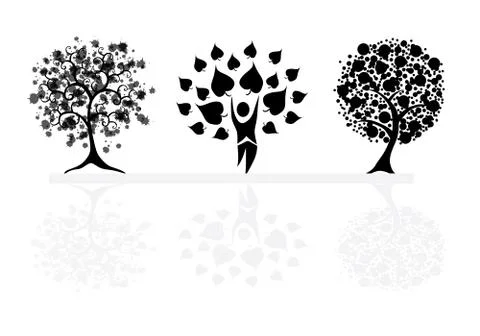 Set of abstract trees Stock Illustration