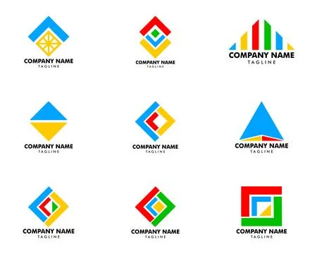 Set of Abstract triangle design logo vector template Stock Illustration