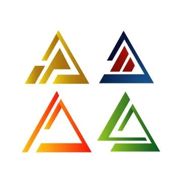 Set of Abstract triangle logo vector icon for Tech Corporate Business company 스톡 일러스트