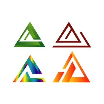 Set of Abstract triangle logo vector icon for Tech Corporate Business company Stock Illustration