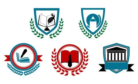 Set of abstract university or college symbols Stock Illustration