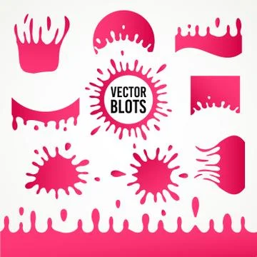 Set of abstract vector art ink splash splatters blots vector design elements Stock Illustration