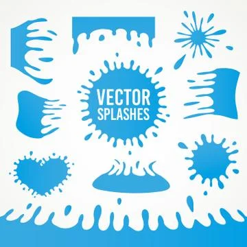 Set of abstract vector art ink splash splatters blots vector design elements Stock Illustration