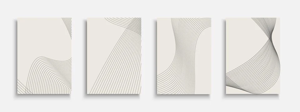 Set of abstract vector backgrounds with elegant curved lines. Minimalistic .. Stock Illustration