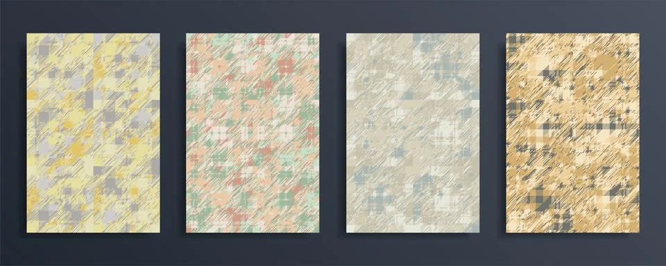 Set abstract vector backgrounds. Grunge texture seamless patterns. Illustrazione stock