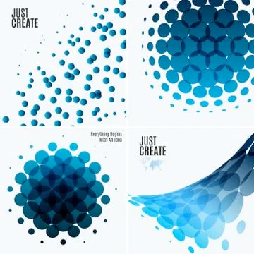 Set of Abstract vector blue design rounds 스톡 일러스트