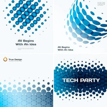 Set of Abstract vector blue design rounds Stock Illustration