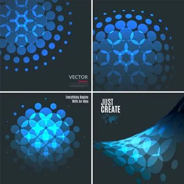 Set of Abstract vector blue design rounds イラスト素材