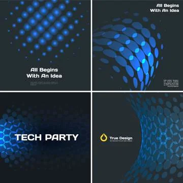 Set of Abstract vector blue design rounds Stock Illustration