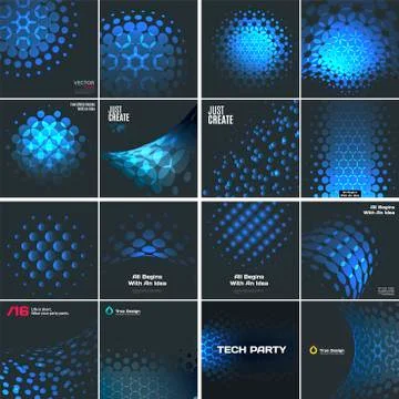 Set of Abstract vector blue design rounds Illustrazione stock