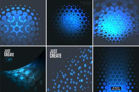 Set of Abstract vector blue design rounds Stock Illustration