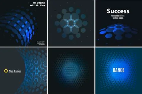 Set of Abstract vector blue design rounds Stock Illustration