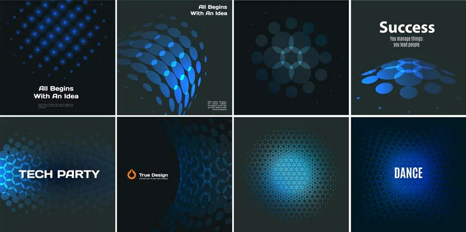 Set of Abstract vector blue design rounds 스톡 일러스트