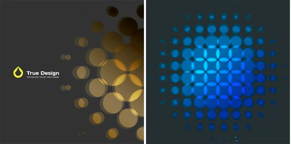 Set of Abstract vector blue yellow design rounds 스톡 일러스트