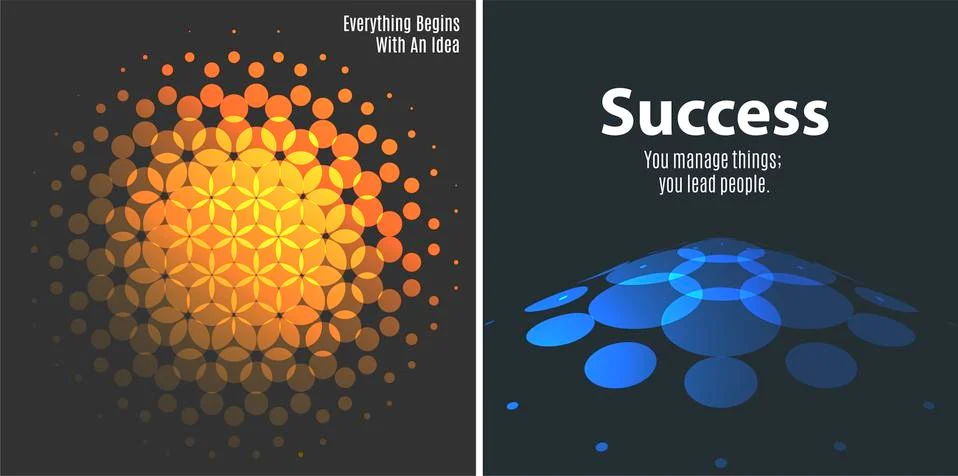 Set of Abstract vector blue yellow design rounds Stock Illustration
