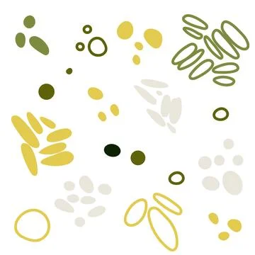 Set of abstract vector circles of various shapes in autumn colors. Isolated Stock Illustration