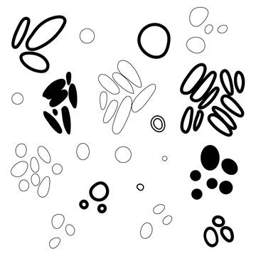 Set of abstract vector circles of various shapes in autumn colors. Isolated Stock Illustration