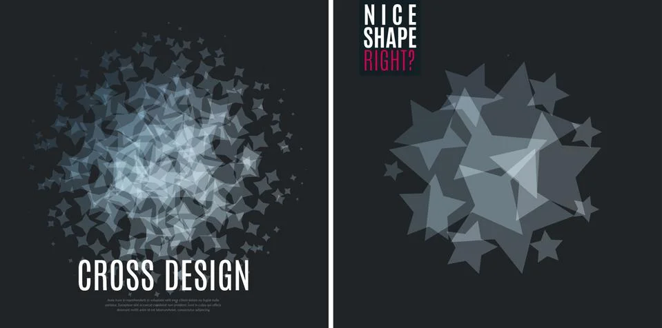 Set of Abstract vector design elements with grey stars on black background Illustrazione stock