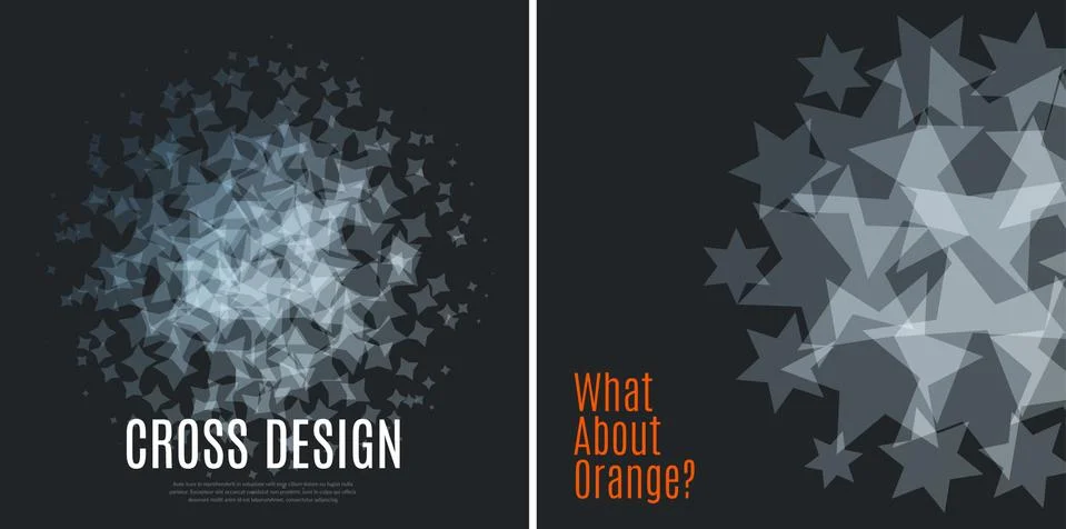 Set of Abstract vector design elements with grey stars on black background Illustrazione stock