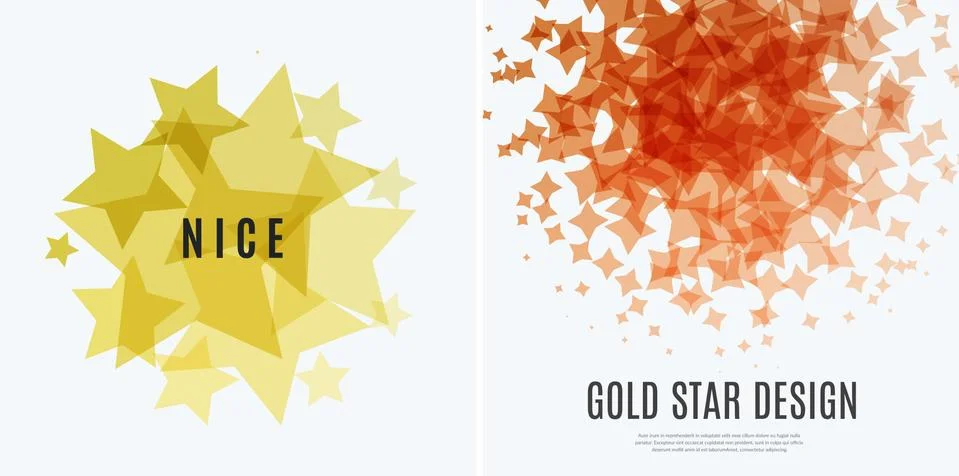 Set of Abstract vector design elements with golden stars Stock Illustration