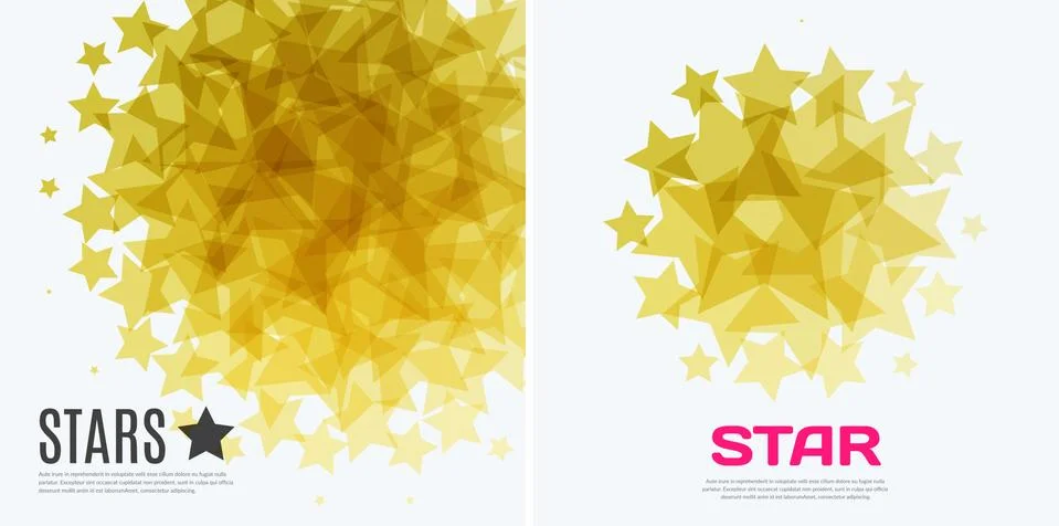 Set of Abstract vector design elements with golden stars Illustrazione stock