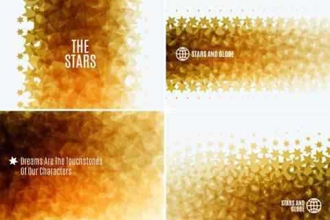 Set of Abstract vector design elements with golden stars Stock Illustration