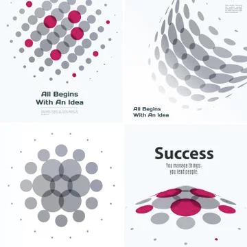 Set of Abstract vector design grey round elements for graphic template Stock Illustration