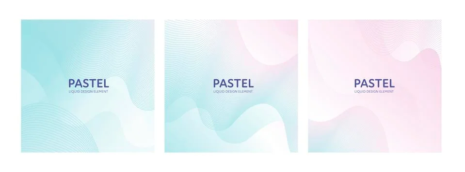 Set of abstract vector fluid modern minimal background. Dynamic flowing shape Stock Illustration