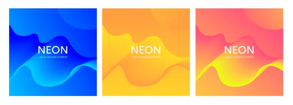 Set of abstract vector fluid modern minimal background. Stock Illustration
