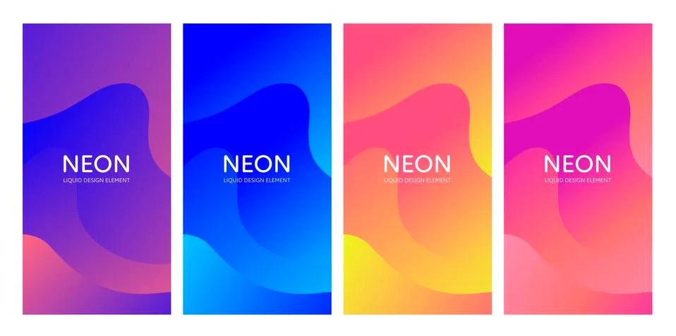 Set of abstract vector fluid modern minimal vertical background. Stock Illustration