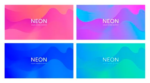 Set of abstract vector fluid modern minimal horizontal background. Stock Illustration