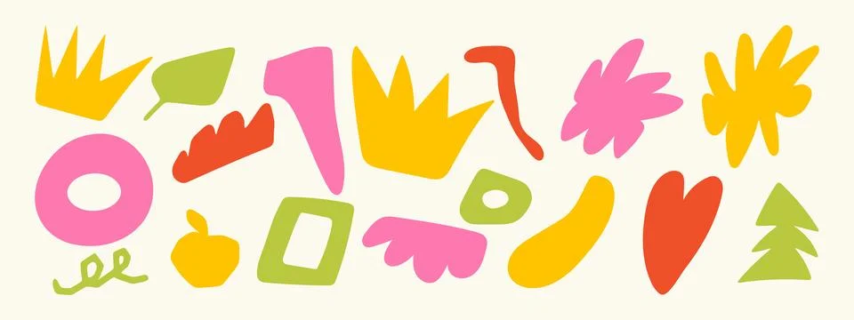 Set of abstract vector freeform shapes. Doodle design elements. Illustrazione stock