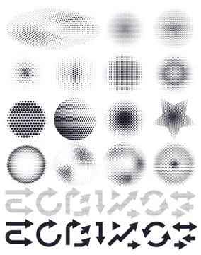 Set of abstract vector halftone and arrows ,elements of design Illustrazione stock