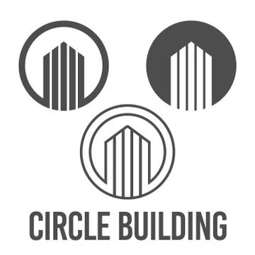 Set abstract vector illustration circle building icon logo construction black Ilustración de archivo