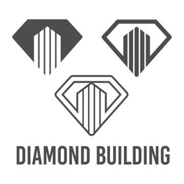 Set abstract vector illustration diamond building icon logo construction blac Ilustración de archivo