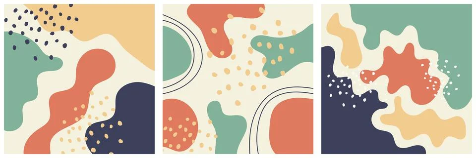 Set of abstract vector illustrations with hand drawn random organic shapes in Stock Illustration