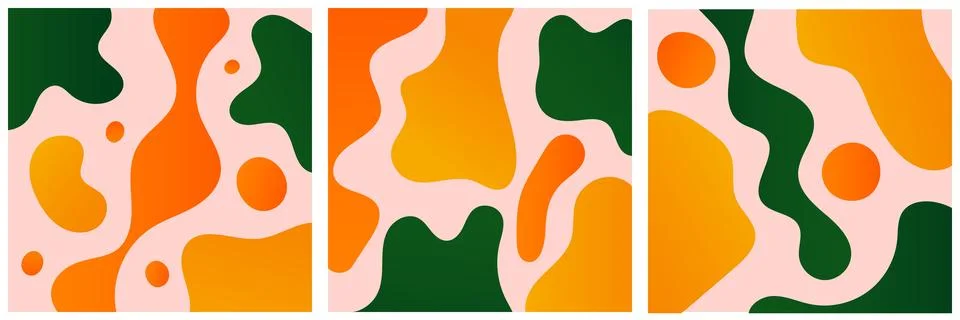 Set of abstract vector illustrations with hand drawn bright gradient various Stock Illustration