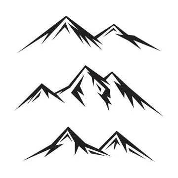 Set of abstract vector nature or outdoor mountain silhouette Stock Illustration