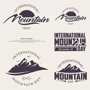 Set of abstract vector nature or outdoor mountain day Stock Illustration