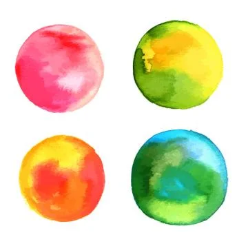 Set of abstract vector watercolour circles, design elements Stock Illustration