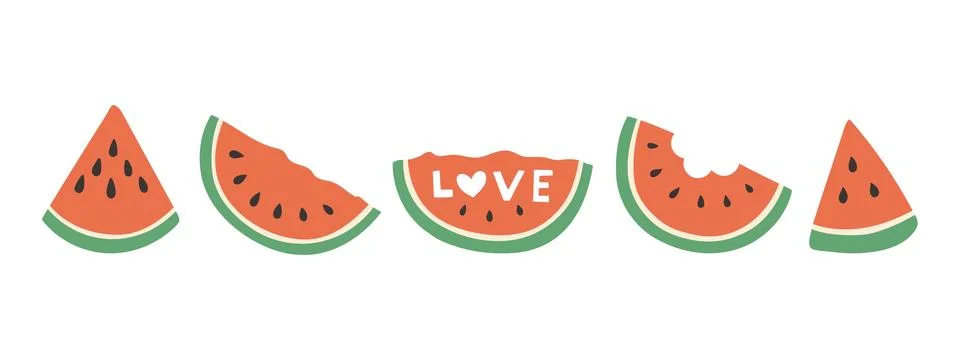 Set of abstract vector watermelon. Simple watermelon. Tropical fruit collection Stock Illustration