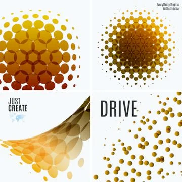 Set of Abstract vector yellow design rounds Stock Illustration