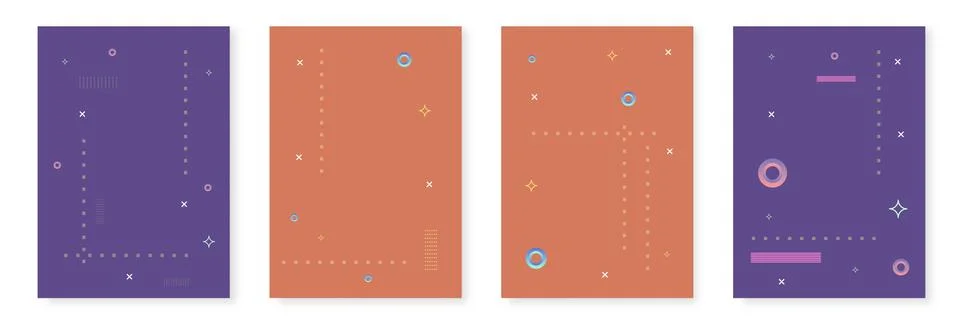 Set of abstract vertical backgrounds with decorative elements. Geometric teml Stock Illustration